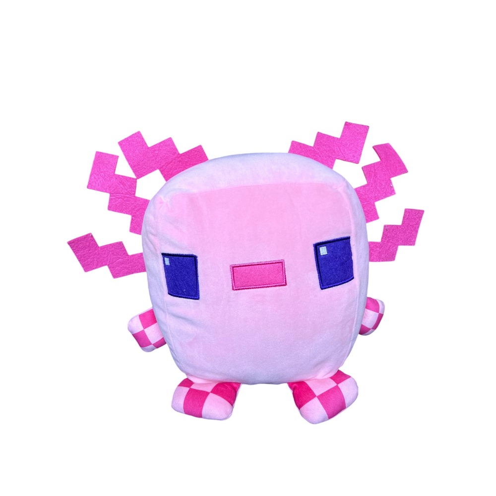 Minecraft‎ Pink Axolotl Plush Stuffed Animal Toy Blocky Pixelated Pink Magenta
